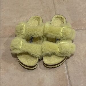 Birkenstock Fluffy Yellow Slides